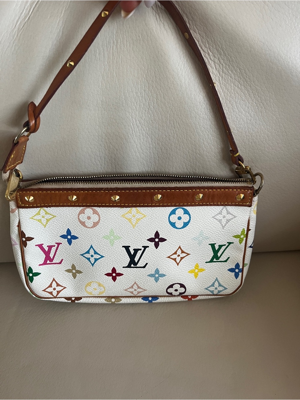 Louis Vuitton pochette accessories multicolor x takashi murakami bag